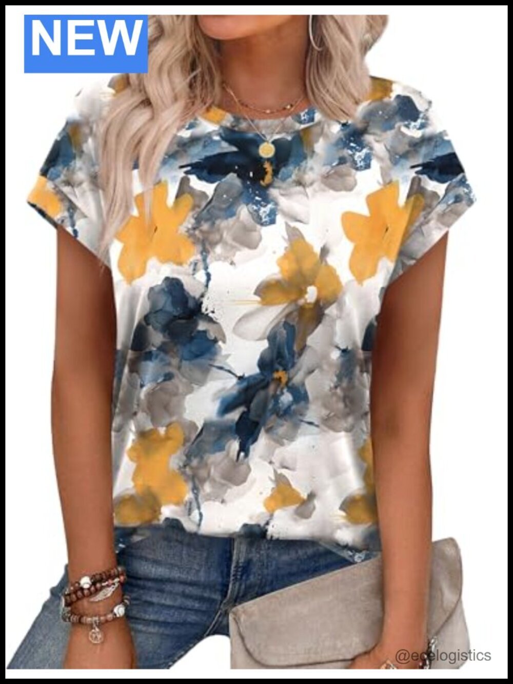 Womens Short Sleeve Crew Neck Tunic Blouse Casual Loose Fit Tshirt